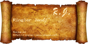 Ringler Jenő névjegykártya